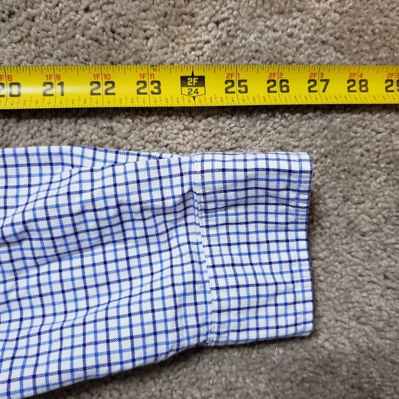 Ralph Lauren Shirt Men Large White Blue Plaid Flesh Pony Classic Fit OCBD - Picture 7 of 8